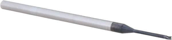 Accupro - 3/64", 0.07" LOC, 1/8" Shank Diam, 2-1/2" OAL, 3 Flute, Solid Carbide Square End Mill - Single End, AlTiN Finish, Spiral Flute, 30° Helix, Centercutting, Right Hand Cut, Right Hand Flute, Series Miniature - Eagle Tool & Supply