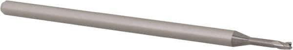 Accupro - 1/16", 0.093" LOC, 1/8" Shank Diam, 2-1/2" OAL, 3 Flute, Solid Carbide Square End Mill - Single End, Uncoated, Spiral Flute, 30° Helix, Centercutting, Right Hand Cut, Right Hand Flute, Series Miniature - Eagle Tool & Supply