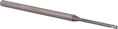 Accupro - 0.06", 0.09" LOC, 1/8" Shank Diam, 2-1/2" OAL, 3 Flute, Solid Carbide Square End Mill - Single End, Uncoated, Spiral Flute, 30° Helix, Centercutting, Right Hand Cut, Right Hand Flute, Series Miniature - Eagle Tool & Supply