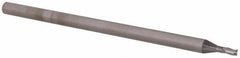 Accupro - 0.06", 0.09" LOC, 1/8" Shank Diam, 2-1/2" OAL, 3 Flute, Solid Carbide Square End Mill - Single End, Uncoated, Spiral Flute, 30° Helix, Centercutting, Right Hand Cut, Right Hand Flute, Series Miniature - Eagle Tool & Supply