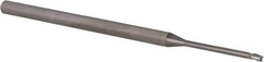 Accupro - 0.055", 0.082" LOC, 1/8" Shank Diam, 2-1/2" OAL, 3 Flute, Solid Carbide Square End Mill - Single End, Uncoated, Spiral Flute, 30° Helix, Centercutting, Right Hand Cut, Right Hand Flute, Series Miniature - Eagle Tool & Supply