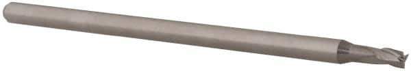 Accupro - 3/32", 0.139" LOC, 1/8" Shank Diam, 2-1/2" OAL, 3 Flute, Solid Carbide Square End Mill - Single End, Uncoated, Spiral Flute, 30° Helix, Centercutting, Right Hand Cut, Right Hand Flute, Series Miniature - Eagle Tool & Supply