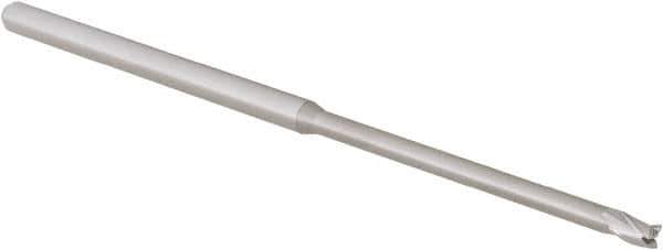 Accupro - 3/32", 0.139" LOC, 1/8" Shank Diam, 3" OAL, 3 Flute, Solid Carbide Square End Mill - Single End, Uncoated, Spiral Flute, 30° Helix, Centercutting, Right Hand Cut, Right Hand Flute, Series Miniature - Eagle Tool & Supply
