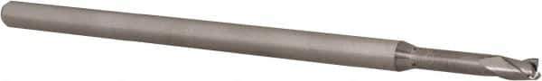 Accupro - 3/32", 0.139" LOC, 1/8" Shank Diam, 2-1/2" OAL, 3 Flute, Solid Carbide Square End Mill - Single End, Uncoated, Spiral Flute, 30° Helix, Centercutting, Right Hand Cut, Right Hand Flute, Series Miniature - Eagle Tool & Supply