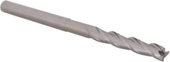 Accupro - 3/16", 1-1/8" LOC, 3/16" Shank Diam, 3" OAL, 3 Flute, Solid Carbide Square End Mill - Single End, Uncoated, Spiral Flute, 30° Helix, Centercutting, Right Hand Cut, Right Hand Flute, Series Miniature - Eagle Tool & Supply