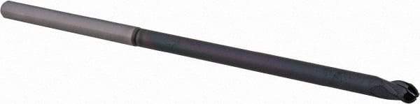 Accupro - 1/8", 0.187" LOC, 1/8" Shank Diam, 3" OAL, 3 Flute, Solid Carbide Square End Mill - Single End, AlTiN Finish, Spiral Flute, 30° Helix, Centercutting, Right Hand Cut, Right Hand Flute, Series Miniature - Eagle Tool & Supply