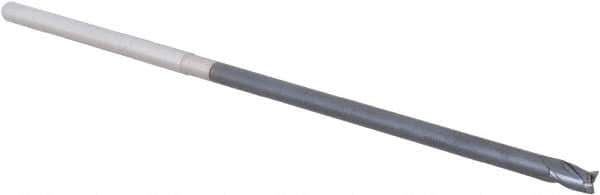 Accupro - 1/8", 0.187" LOC, 1/8" Shank Diam, 4" OAL, 3 Flute, Solid Carbide Square End Mill - Single End, AlTiN Finish, Spiral Flute, 30° Helix, Centercutting, Right Hand Cut, Right Hand Flute, Series Miniature - Eagle Tool & Supply