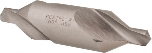 Hertel - #9 Plain Cut 60° Incl Angle High Speed Steel Combo Drill & Countersink - Eagle Tool & Supply