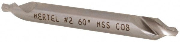 Hertel - #2 Plain Cut 60° Incl Angle Cobalt Combo Drill & Countersink - Eagle Tool & Supply