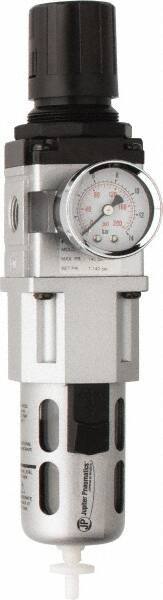 PRO-SOURCE - 3/8" NPT Port Intermediate 1 Piece Filter/Regulator FRL Unit - Polycarbonate Bowl, 77 SCFM, 145 Max psi, 8.66" High, Automatic Drain - Eagle Tool & Supply