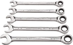 GearWrench - 5 Piece, 3/8" to 5/8", 12 Point Combination Wrench Set - Inch Measurement Standard, Chrome Finish - Eagle Tool & Supply