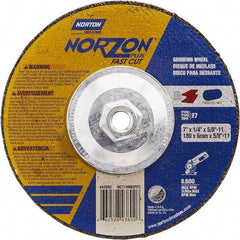 Norton - 7" Wheel Diam, 1/4" Wheel Thickness, Type 27 Depressed Center Wheel - Ceramic, Resinoid Bond, 8,600 Max RPM - Eagle Tool & Supply
