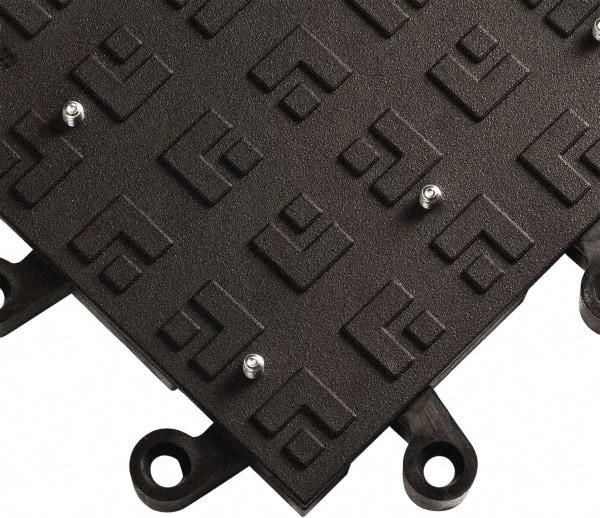 Wearwell - 18" Long x 18" Wide x 7/8" Thick, Anti-Fatigue Modular Matting Solid Grid - Male & Female, 4 Interlocking Sides, Black, For Dry Areas, Series 554 - Eagle Tool & Supply