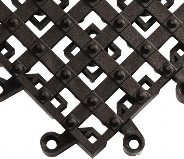 Wearwell - 18" Long x 18" Wide x 7/8" Thick, Anti-Fatigue Modular Matting Open Grid - Male & Female, 4 Interlocking Sides, Black, For Dry & Wet Areas, Series 553 - Eagle Tool & Supply