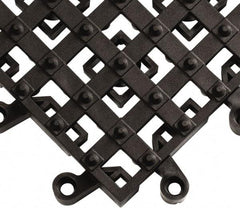 Wearwell - 18" Long x 18" Wide x 7/8" Thick, Anti-Fatigue Modular Matting Open Grid - Male & Female, 4 Interlocking Sides, Black, For Dry & Wet Areas, Series 553 - Eagle Tool & Supply