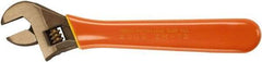 Ampco - 1-1/8" Jaw Capacity, 8" Insulated Adjustable Wrench - Steel, Plain Finish, 8-3/8" OAL - Eagle Tool & Supply