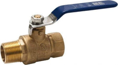 Midwest Control - 1/2" Pipe, Full Port, Brass Full Port Ball Valve - 2 Piece, MNPT x FNPT Ends, Vinyl Coated Metal Handle, 600 WOG, 150 WSP - Eagle Tool & Supply