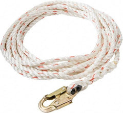 PRO-SAFE - 50' Long, 350 Lb Capacity, 1 Leg Locking Snap Hook Harness Lifeline - 5/8" Diam, Poly-Blend Rope, Locking Snap Hook Anchorage Connection - Eagle Tool & Supply