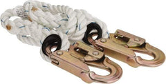 PRO-SAFE - 6' Long, 350 Lb Capacity, 1 Leg Locking Snap Hook Harness Lanyard - 1/2" Diam, Filament Nylon Rope, Locking Snap Hook Anchorage Connection - Eagle Tool & Supply