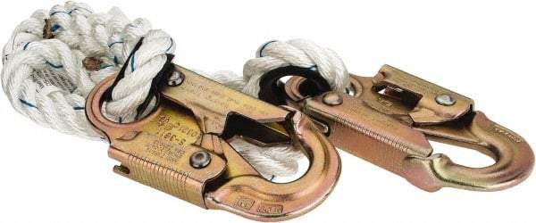 PRO-SAFE - 3' Long, 350 Lb Capacity, 1 Leg Locking Snap Hook Harness Lanyard - 1/2" Diam, Filament Nylon Rope, Locking Snap Hook Anchorage Connection - Eagle Tool & Supply