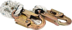 PRO-SAFE - 3' Long, 350 Lb Capacity, 1 Leg Locking Snap Hook Harness Lanyard - 1/2" Diam, Filament Nylon Rope, Locking Snap Hook Anchorage Connection - Eagle Tool & Supply