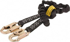 PRO-SAFE - 6' Long, 310 Lb Capacity, 1 Leg Locking Snap Hook Harness Shock Absorbing Lanyard - Polyester Webbing, Locking Snap Hook Anchorage Connection - Eagle Tool & Supply