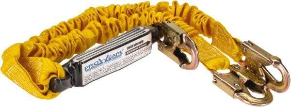 PRO-SAFE - 6' Long, 350 Lb Capacity, 2 Leg Locking Snap Hook Harness Shock Absorbing Lanyard - Polyester Webbing, Locking Snap Hook Anchorage Connection - Eagle Tool & Supply