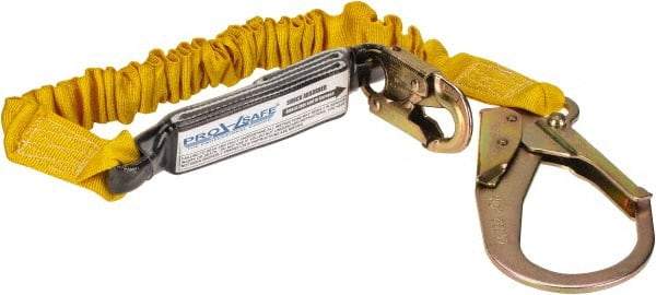 PRO-SAFE - 6' Long, 350 Lb Capacity, 1 Leg Locking Snap Hook Harness Shock Absorbing Lanyard - Polyester Webbing, Locking Rebar Snap Hook Anchorage Connection - Eagle Tool & Supply
