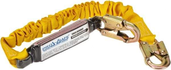 PRO-SAFE - 6' Long, 350 Lb Capacity, 1 Leg Locking Snap Hook Harness Shock Absorbing Lanyard - Polyester Webbing, Locking Snap Hook Anchorage Connection - Eagle Tool & Supply