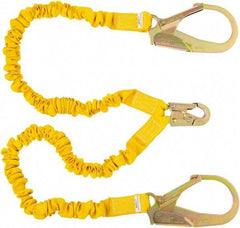 PRO-SAFE - 6' Long, 350 Lb Capacity, 2 Leg Locking Snap Hook Harness Shock Absorbing Lanyard - Polyester Webbing, Locking Rebar Snap Hook Anchorage Connection - Eagle Tool & Supply