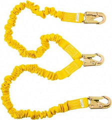 PRO-SAFE - 6' Long, 350 Lb Capacity, 2 Leg Locking Snap Hook Harness Shock Absorbing Lanyard - Polyester Webbing, Locking Snap Hook Anchorage Connection - Eagle Tool & Supply