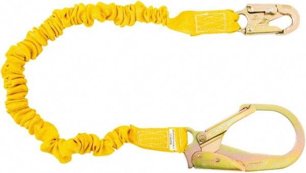 PRO-SAFE - 6' Long, 350 Lb Capacity, 1 Leg Locking Snap Hook Harness Shock Absorbing Lanyard - Polyester Webbing, Locking Rebar Snap Hook Anchorage Connection - Eagle Tool & Supply