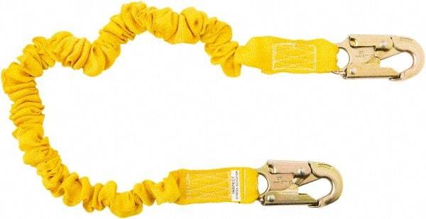 PRO-SAFE - 6' Long, 350 Lb Capacity, 1 Leg Locking Snap Hook Harness Shock Absorbing Lanyard - Polyester Webbing, Locking Snap Hook Anchorage Connection - Eagle Tool & Supply