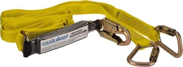 PRO-SAFE - 6' Long, 350 Lb Capacity, 2 Leg Locking Snap Hook Harness Shock Absorbing Lanyard - Polyester Webbing, Locking Snap Hook Anchorage Connection - Eagle Tool & Supply