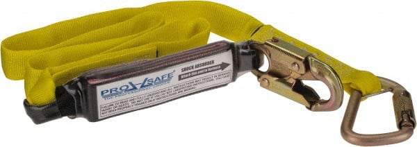 PRO-SAFE - 6' Long, 350 Lb Capacity, 1 Leg Locking Snap Hook Harness Shock Absorbing Lanyard - Polyester Webbing, Locking Snap Hook Anchorage Connection - Eagle Tool & Supply
