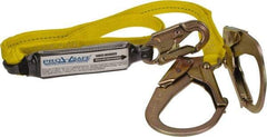 PRO-SAFE - 6' Long, 350 Lb Capacity, 2 Leg Locking Snap Hook Harness Shock Absorbing Lanyard - Polyester Webbing, Locking Rebar Snap Hook Anchorage Connection - Eagle Tool & Supply