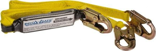 PRO-SAFE - 6' Long, 350 Lb Capacity, 2 Leg Locking Snap Hook Harness Shock Absorbing Lanyard - Polyester Webbing, Locking Snap Hook Anchorage Connection - Eagle Tool & Supply