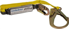 PRO-SAFE - 6' Long, 350 Lb Capacity, 1 Leg Locking Snap Hook Harness Shock Absorbing Lanyard - Polyester Webbing, Locking Rebar Snap Hook Anchorage Connection - Eagle Tool & Supply