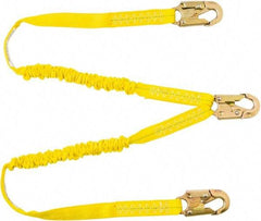 PRO-SAFE - 6' Long, 350 Lb Capacity, 2 Leg Locking Snap Hook Harness Shock Absorbing Lanyard - Polyester Webbing, Locking Snap Hook Anchorage Connection - Eagle Tool & Supply