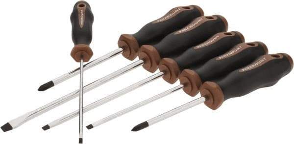 Paramount - 6 Piece Slotted & Phillips Screwdriver Set - Bit Sizes: Philips #1 & #2 - Eagle Tool & Supply