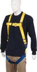 PRO-SAFE - 310 Lb Capacity, Size Universal, Full Body Lightweight Safety Harness - Polyester, Pass-Thru Leg Strap, Pass-Thru Chest Strap, Yellow/Blue - Eagle Tool & Supply