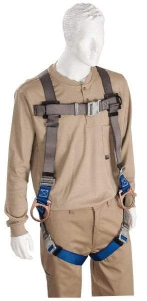 PRO-SAFE - 350 Lb Capacity, Size XL, Full Body Padded Quick Connect Safety Harness - Polyester, Quick Connect Leg Strap, Quick Connect Chest Strap, Black/Blue - Eagle Tool & Supply