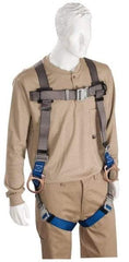 PRO-SAFE - 350 Lb Capacity, Size Universal, Full Body Quick Connect Back D-Ring Safety Harness - Polyester, Side D-Ring, Quick Connect Leg Strap, Quick Connect Chest Strap, Gray/Blue - Eagle Tool & Supply