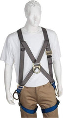 PRO-SAFE - 350 Lb Capacity, Size Universal, Full Body Cross-Over Safety Harness - Polyester, Front D-Ring, Side D-Ring, Pass-Thru Leg Strap, Pass-Thru Chest Strap, Gray/Blue - Eagle Tool & Supply