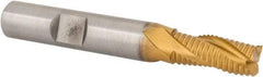 Hertel - 5/16" Diam, Fine Pitch, 3/4" LOC, 3 Flute Cobalt Roughing Square End Mill - TiN Finish, 2-1/2" OAL, 3/8" Shank Diam, Single End, Centercutting, 30° Helix - Eagle Tool & Supply