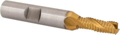 Hertel - 1/4" Diam, Fine Pitch, 5/8" LOC, 3 Flute Cobalt Roughing Square End Mill - TiN Finish, 2-7/16" OAL, 3/8" Shank Diam, Single End, Centercutting, 30° Helix - Eagle Tool & Supply