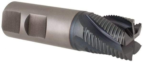 Hertel - 7/8" Diam, Fine Pitch, 7/8" LOC, 5 Flute Cobalt Roughing Square End Mill - TiCN Finish, 3-1/8" OAL, 7/8" Shank Diam, Single End, Centercutting, 30° Helix - Eagle Tool & Supply