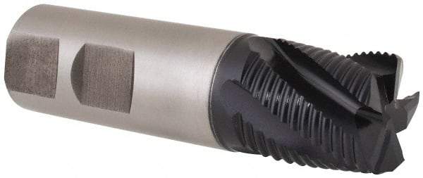 Hertel - 7/8" Diam, Fine Pitch, 7/8" LOC, 5 Flute Cobalt Roughing Square End Mill - TiAlN Finish, 3-1/8" OAL, 7/8" Shank Diam, Single End, Centercutting, 30° Helix - Eagle Tool & Supply