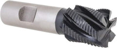 Hertel - 1" Diam, Fine Pitch, 1-1/8" LOC, 6 Flute Cobalt Roughing Square End Mill - TiAlN Finish, 3-3/8" OAL, 3/4" Shank Diam, Single End, Centercutting, 30° Helix - Eagle Tool & Supply