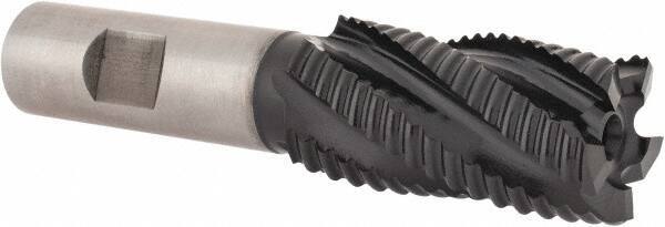 Hertel - 1" Diam, Coarse Pitch, 2" LOC, 5 Flute Cobalt Roughing Square End Mill - TiAlN Finish, 4-1/4" OAL, 3/4" Shank Diam, Single End, 30° Helix - Eagle Tool & Supply